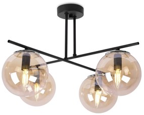 Stropné svietidlo Paris, 4x medové sklenené tienidlo, ch