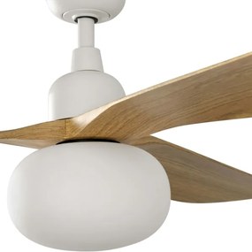 FARO 34361WT-11L-Stropný ventilátor OUTWOOD L 1xE27/15W hnedá/biela priemer 150 cm WT IP44+DO