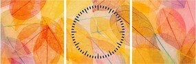 Obraz - Pozadie z jesenného lístia (s hodinami) (90x30 cm)