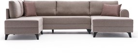 Rohová rozkládací sedací souprava Belen 300 cm krémová