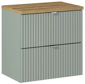 Závesná skrinka Line Reed Green II s doskou 60 cm zelená/dub evoke