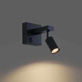 Moderné čierne nástenné svietidlo s USB-C, naklápacie - Rex