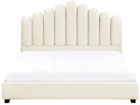 Beliani Vodná posteľ Zamat VINCENNES 160 x 200 cm Krémová biela manželská