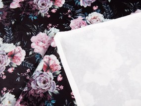 Biante Zamatový obdĺžnikový obrus Tamara TMR-011 Kvetiny na čiernom 50x100 cm