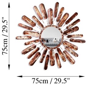 Nástenné zrkadlo SLNKO pr. 75 cm hnedá