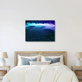 Sklenený obraz - Hory v počítačovom modeli (70x50 cm)