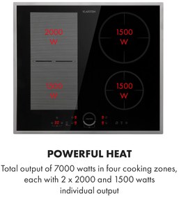 Klarstein Delicatessa 60 Hybrid Prime, indukčná varná doska, 7000 W, 4 zón, čierna