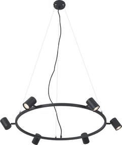 Moderné závesné svietidlo čierne so 6 svetlami - Jeana Circle