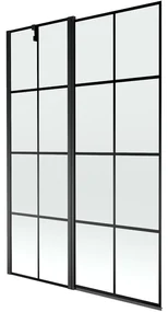 Mexen Flip vaňová zástena jednokrídlová 120 x 150 cm, Čierny vzor, Čierna - 894-120-101-70-77