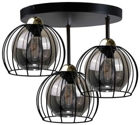 Keter Lighting Prisadený luster SOLO BLACK 3xE27/60W/230V pr. 30 cm čierna/zlatá KE0106