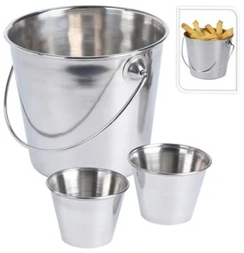 Kovové vedro na servírovanie hranoliek Fries sada 3ks