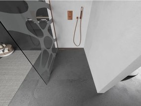 Mexen Kioto L, sprchová zástena Walk-In 100 x 200 cm, 8mm číre sklo biely vzor, ružové zlato profil, 800-100-103-60-97