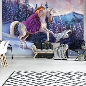 Fototapeta - Princezná na jednorožcovi (152,5x104 cm)