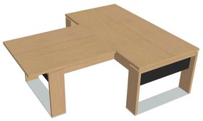 Stôl Verno+ S 200 x 220 cm s rokovacím prvkom, dub svetlý / čierna