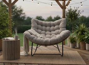 Garden Line Hojdacia stolička SVINGA 112 x 104 x 69 cm hnedý ratan, sivé vankúše