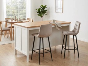 Barová stolička s čiernymi nohami ARCETO VELVET, béžová