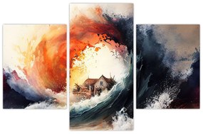 Obraz - Vo víre povodne, akvarel (90x60 cm)