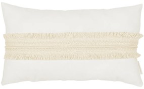 Boho obdélníkový polštář s krajkou vanilka 35×60cm