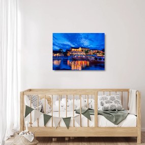 Sklenený obraz nočného mesta Hoi An, Vietnam (70x50 cm)