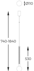 Zuma Line P0583-01A-2GHF - Luster na lanku MIDA 1xG9/6W/230V mosadz