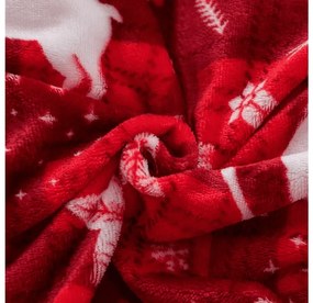 Sada mikroplyšových obliečok VELVET CHRISTMAS červené + obliečka mikroplyš SOFT 90x200 cm biele, jednolôžko