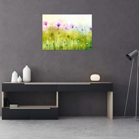 Sklenený obraz - Lúčne kvety (70x50 cm)