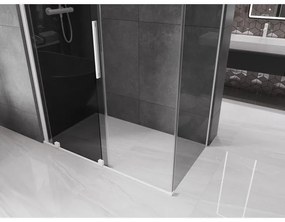 Mexen Velar, sprchový kút s posuvnými dverami 140 x 80 cm, 8mm šedé sklo, biela matná, 871-140-080-41-20