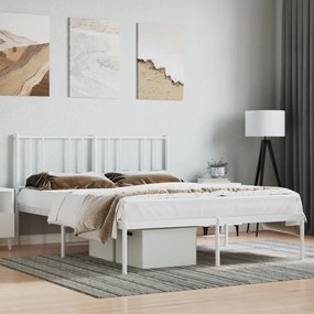 Kovový rám postele s čelom biely 135x190 cm 352528