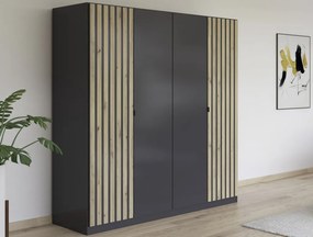 Šatníková skriňa Genua, 181 cm, tmavo šedá/artisan