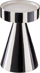STRIPES Svietnik na stĺpovú sviečku 15 cm - čierna/biela