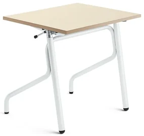Nastaviteľná školská lavica ADJUST, 700x600 mm, HPL - breza, biela