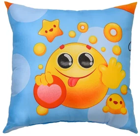 Dekoračný vankúšik z mikrovlákna EMOJI modrý 45 x 45 cm