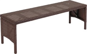 Záhradná lavica HWC-G16, polyratan - hnedá, krémový vankúš