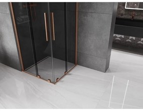 Mexen Velar Duo, sprchový kút s posuvnými dverami 80 x 80 cm, 8mm šedé sklo, medená matná, 871-080-080-42-65