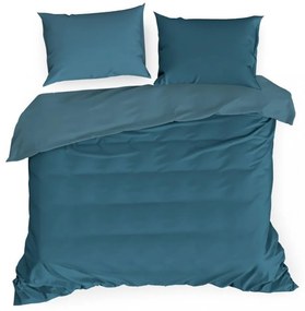 Tyrkysové saténové posteľné obliečky v obojstrannom vyhotovení 3 časti: 1ks 180x200 + 2ks 70 cmx80