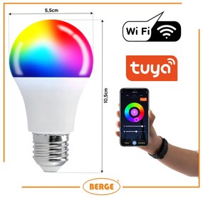BERGE LED žiarovka E27 9W 806lm RGBW WiFi Tuya 220-240V