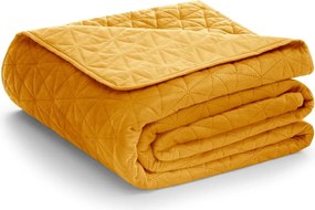 Žltý zamatový prešívaný pléd 240x260 cm Laila – Restilo