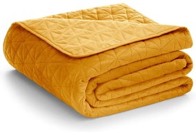 Žltý zamatový prešívaný pléd 170x210 cm Laila – AmeliaHome