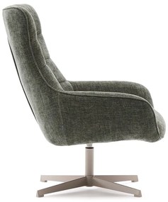 Otočné ženilkové kreslo sivozelené Teryl – Kave Home