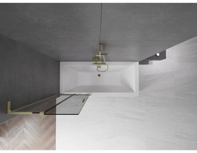 Mexen Velar L, 2-krídlová posuvná vaňová zástena 70 x 150 cm, 8mm šedé sklo, zlatá matná, 896-070-003-41-55