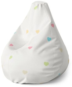 Sablio Sedací vak Pear Farebné srdiečka na béžovej - 70 x 95 x 15 cm