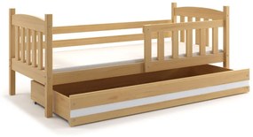 Detská posteľ KUBUŠ 1 s úložným priestorom | borovica Farba: Borovica / biela, Rozmer.: 190 x 80 cm
