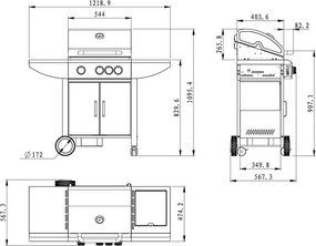 Plynový nerez BBQ gril + bočný horák WELLINGTON + el. ihla-ražeň ZADARMO