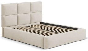 Béžová čalúnená dvojlôžková posteľ s úložným priestorom s roštom 200x200 cm Libera – Windsor &amp; Co Sofas