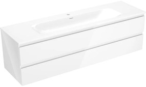 Mexen Orio, kúpeľňová skrinka 160 cm s umývadlom Vela, 2 zásuvky, biela lesklá, 91A10-16047-2-BFF00-W23M00