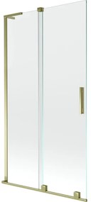 Mexen Velar L, 2-krídlová posuvná vaňová zástena 100 x 150 cm, 8mm číre sklo, zlatý lesklý profil, 896-100-003-01-50