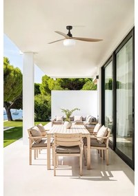 FARO 34360WT-11L – Stropný ventilátor OUTWOOD L, 1× E27 (max. 15 W), hnedá/čierna, priemer 150 cm, WT, IP44, s diaľkovým ovládaním