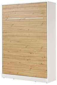 Sklápacia posteľ 140 Perfecto I (biela + dub + biela) (vertikálna) (bez osvetlenia). Akcia -21%. Vlastná spoľahlivá doprava až k Vám domov. 1128891