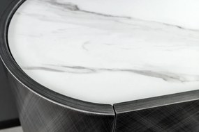 Komoda REFLECTION 150cm 3D efekt antracit s keramickou mramorovou doskou biela
