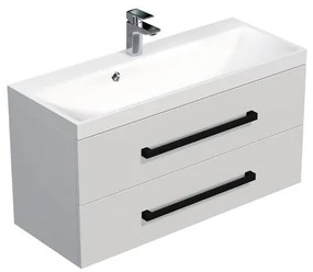 Kúpeľňová skrinka s čiernou úchytkou a umývadlom SAT Cube Way 100x53x40 cm biela lesk lesk/mat CUBE2C100ZBL, 1 ks